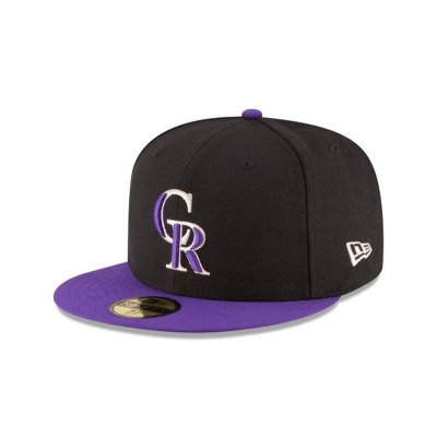 Black Colorado Rockies Hat - New Era MLB Authentic Collection 59FIFTY Fitted Caps USA0679845